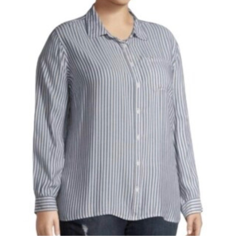 Women’s Blue/grey and White Striped Shirt